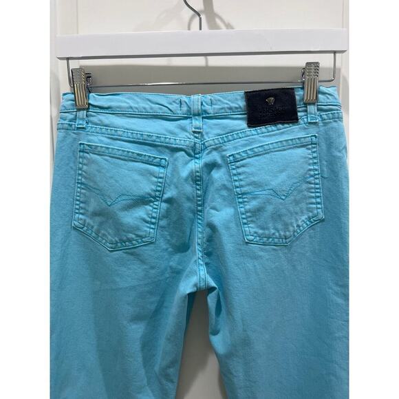 Vintage Versace Jeans Couture Turquoise Blue Boot Cut Denim Jeans Sz 28 - Picture 6 of 11